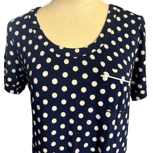 Soma Polka Dot Navy Blue White Sleepshirt Pullover Sleepwear Rayon Stretch Sz S - Picture 2 of 5